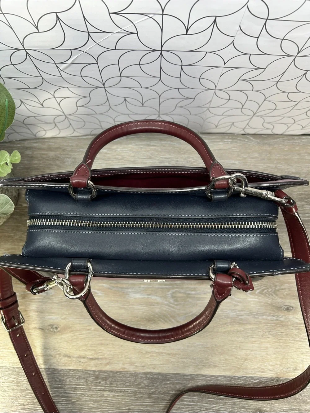 Coach purple and Burgundy Leather Satchel